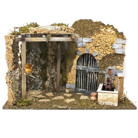 Capanna con Acqua e Luci per Presepe 50x26 cm 11608