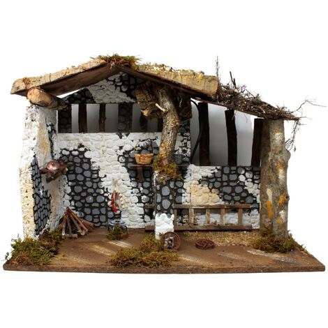 Capanna con Luce e Lampada Fuoco 50x26 cm 87453