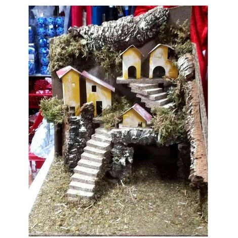 Capanna grotta di Natale in legno per addobbi natalizi decorazioni casa presepe