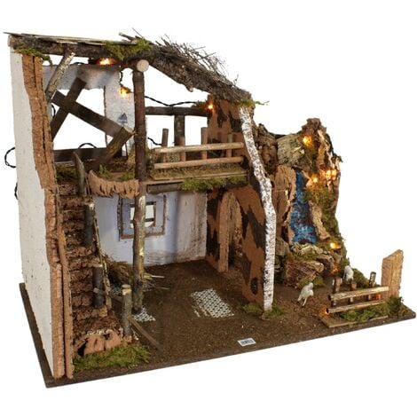Capanna per Presepe con Cascata e Luci 76x40 cm 11623