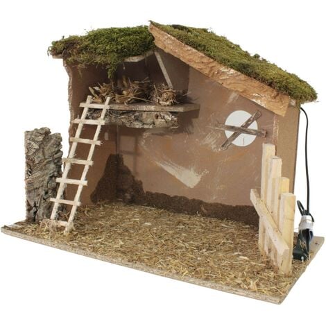 Capanna per Presepe con Scala e Luci 60x35 cm 87468