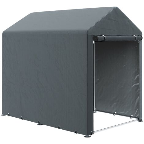 Capanno Box per Attrezzi da Giardino 120x179x165 cm Tenda in PE anti UV e Metallo Grigio scuro
