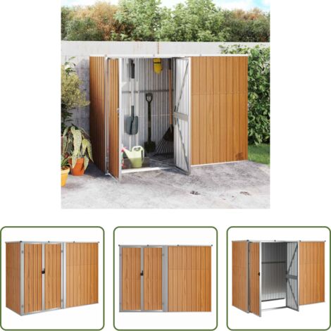 Capanno da giardino -  Capanno per Attrezzi Marrone 225x89x161 cm in Acciaio Zincato