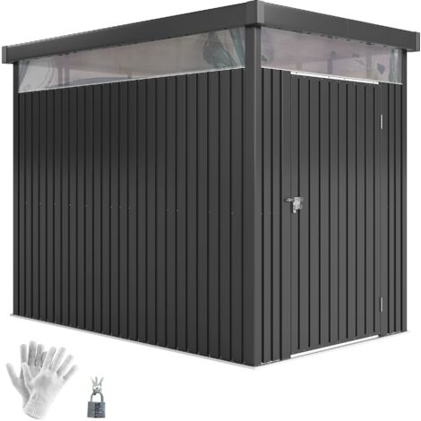 Capanno da Giardino con Lucernario in Acrilico 162x259x201 cm in Acciaio Grigio Scuro