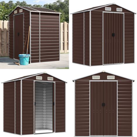 Capanno da Giardino Marrone 191x130x198 cm in Acciaio Zincato - Capanno in acciaio zincato - Capanno da esterno
