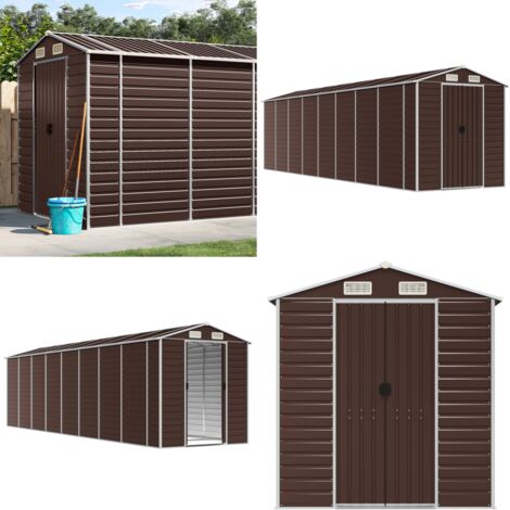 Capanno da Giardino Marrone 191x725x198 cm in Acciaio Zincato - Capanno in acciaio zincato - Capanno da esterno