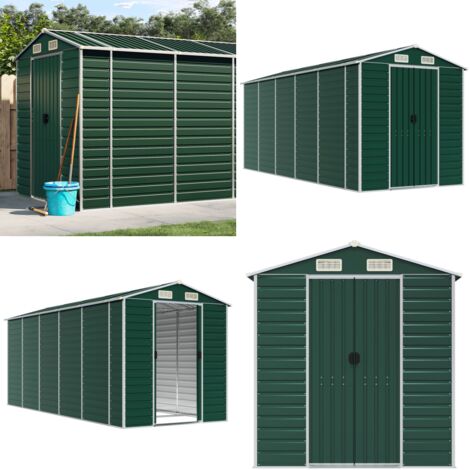 Capanno da Giardino Verde 191x470x198 cm in Acciaio Zincato - Capanno in acciaio zincato - Capanno verde