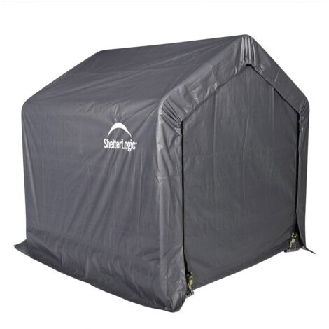 Capanno deposito da giardino in acciaio e telo PVC impermeabile 246x244 cm, copertura anti UV con porta zip per attrezzi esterno - Esterni da Vivere