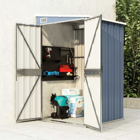 Capanno Giardino a Parete Grigio 118x100x178 cm Acciaio Zincato vidaXL