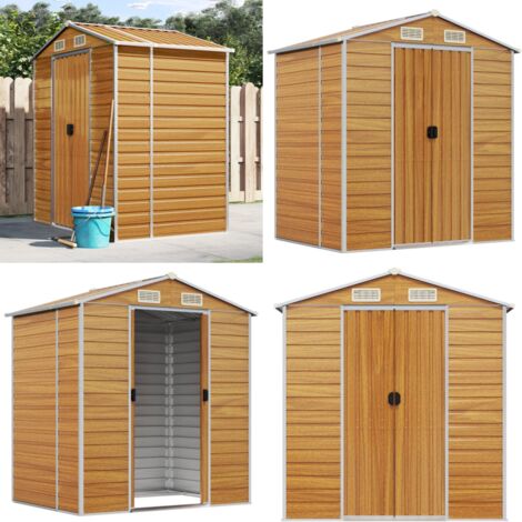Capanno Giardino Marrone Chiaro 191x130x198cm Acciaio Zincato - Capanno in acciaio zincato - Capanno per attrezzi