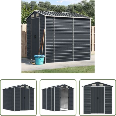 Capanno in acciaio zincato -  Capanno da Giardino Antracite 191x215x198cm in Acciaio Zincato
