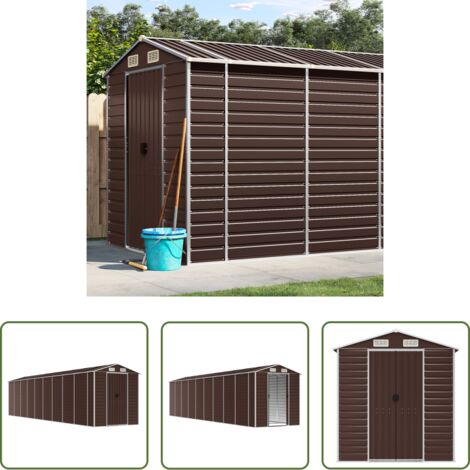 Capanno in acciaio zincato -  Capanno da Giardino Marrone 191x810x198 cm in Acciaio Zincato
