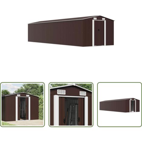 Capanno in acciaio zincato -  Capanno da Giardino Marrone 257x779x181cm in Acciaio Zincato