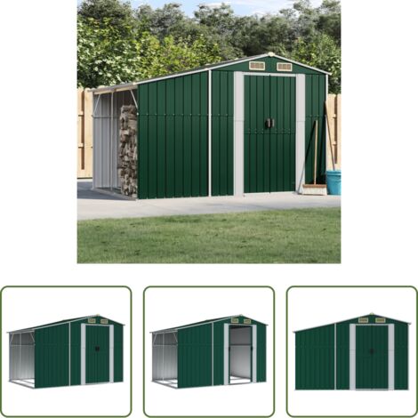 Capanno in acciaio zincato -  Capanno da Giardino Verde 277x192,5x179 cm in Acciaio Zincato