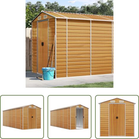 Capanno in acciaio zincato -  Capanno Giardino Marrone Chiaro 191x470x198cm Acciaio Zincato