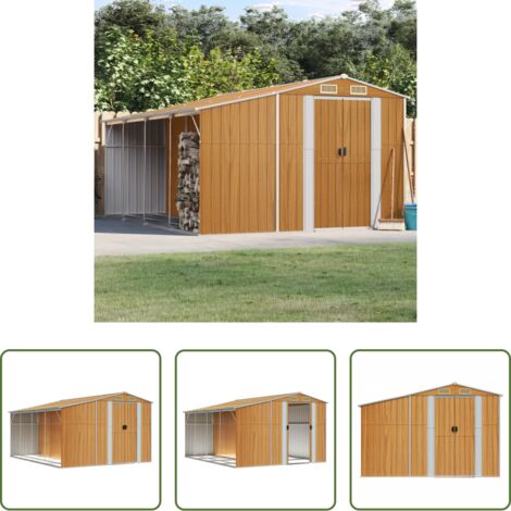 Capanno in acciaio zincato -  Capanno Giardino Marrone Chiaro 277x365,5x179cm Acciaio Zincato