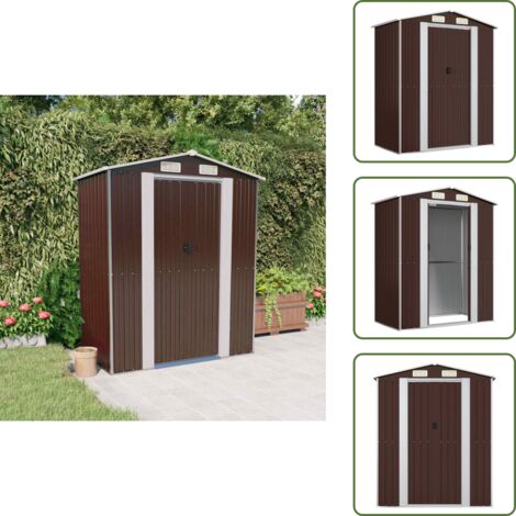Capanno in acciaio zincato - vidaXL Capanno da Giardino Marrone Scuro 192x108x223cm Acciaio Zincato - Capanno per attrezzi da giardino