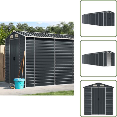 Capanno per attrezzi - vidaXL Capanno da Giardino Antracite 191x810x198 cm in Acciaio Zincato - Capanno per legna