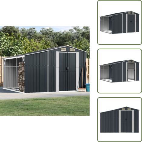 Capanno per attrezzi - vidaXL Capanno da Giardino Antracite 277x279x179 cm in Acciaio Zincato - Capanno per legna