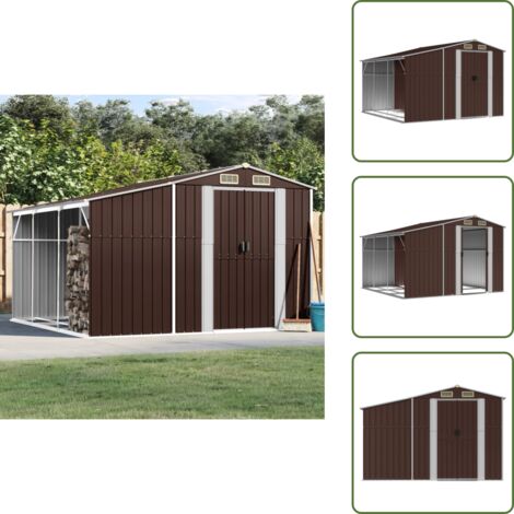 Capanno per attrezzi - vidaXL Capanno da Giardino Marrone 277x279x179 cm in Acciaio Zincato - Capanno per legna