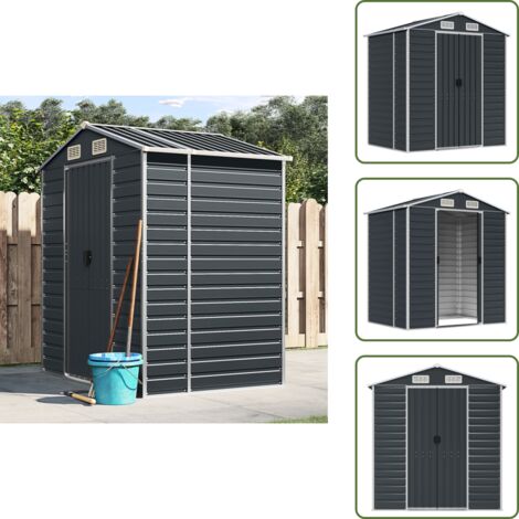 Capanno per legna - vidaXL Capanno da Giardino Antracite 191x130x198 cm in Acciaio Zincato - Capanno per attrezzature