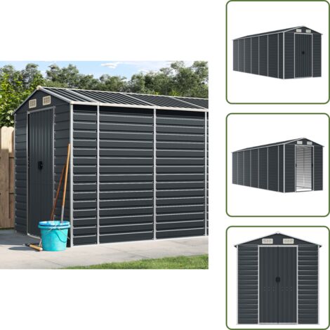Capanno per legna - vidaXL Capanno da Giardino Antracite 191x555x198cm in Acciaio Zincato - Capanno per mobili