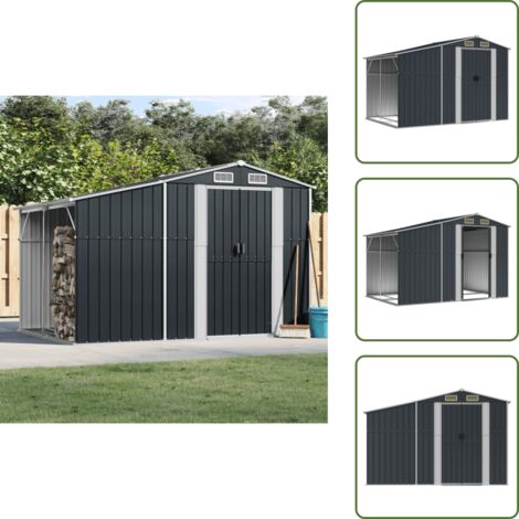 Capanno per legna - vidaXL Capanno da Giardino Antracite 277x192,5x179 in Acciaio Zincato - Capanno per mobili