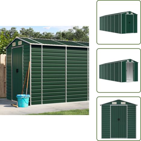 Capanno per legna - vidaXL Capanno da Giardino Verde 191x555x198 cm in Acciaio Zincato - Capanno per mobili