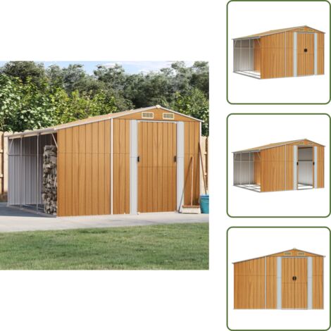 Capanno per legna - vidaXL Capanno Giardino Marrone Chiaro 277x279x179 cm Acciaio Zincato - Capanno per attrezzature