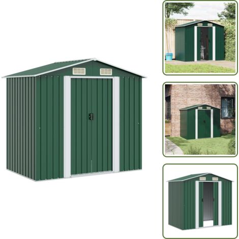 Capanno verde - vidaXL Capanno per Attrezzi in Metallo Verde 204x132x186 cm - Capanno in acciaio zincato