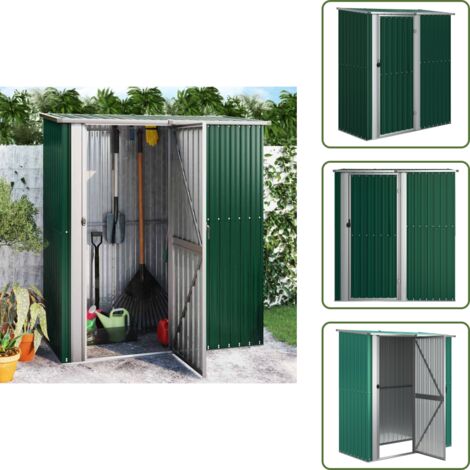 Capanno verde - vidaXL Casetta da giardino verde 180,5x97x209,5 cm in acciaio zincato - Capanno con tetto spiovente