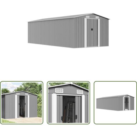 Capannone in metallo -  Casetta da Giardino 257x580x181 cm in Metallo Grigio