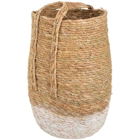 Capazo de fibra natural marrón 27x33x48