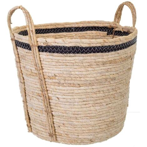 Capazo de fibra natural marrón 36x36x30