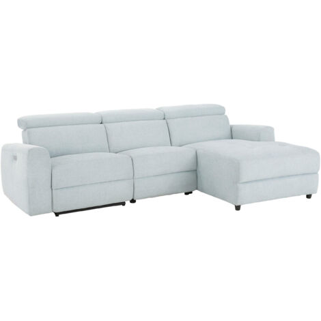 Capena-Chaise longue Canapé 3 places droite avec fonction électrique en tissu bleu