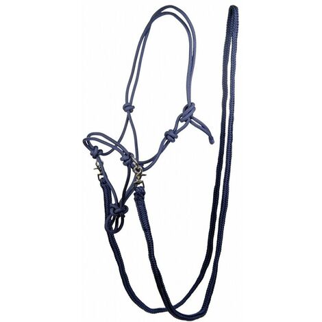 Capezza in corda annodata con redini: pony, blu scuro