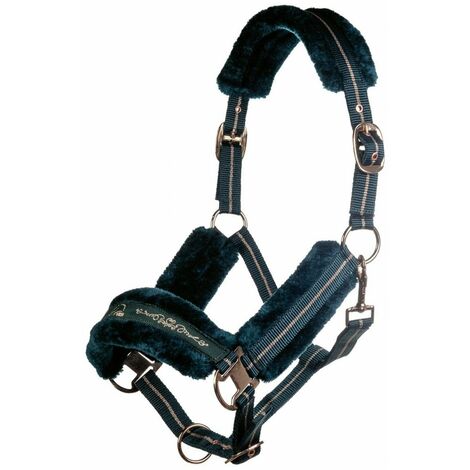 Capezza in nylon con nasalina e sopratesta imbottiti modello Rosegold: full, nero /rosa oro 9178