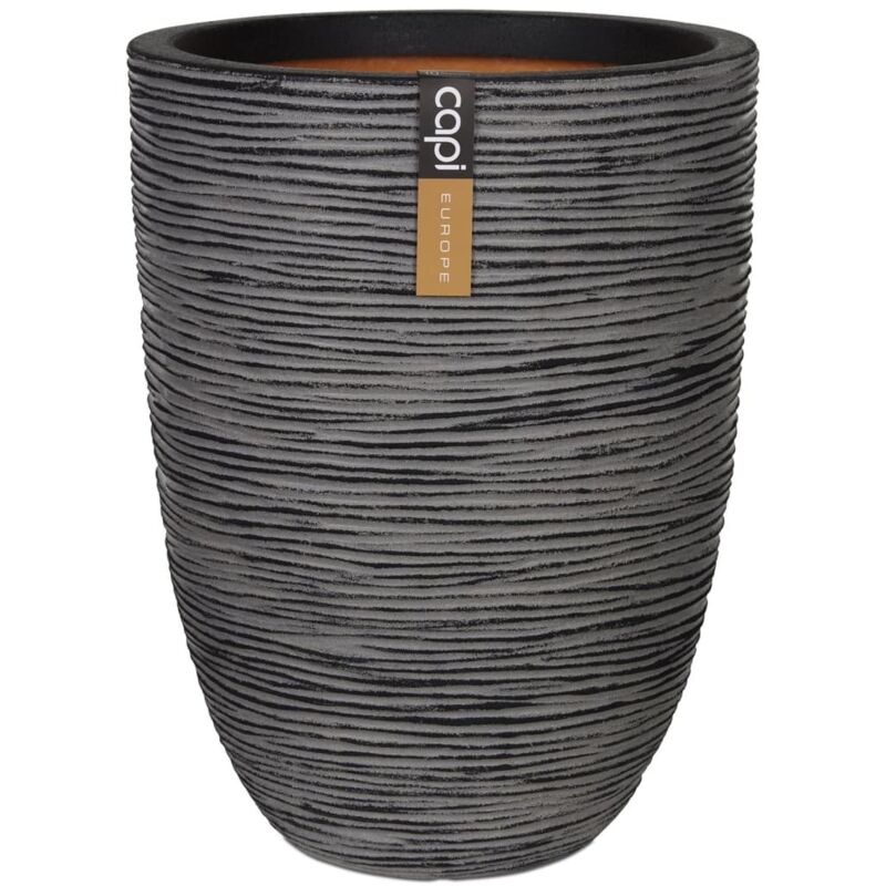 Capi Europe - Blumenkübel Nature Rib Elegant Niedrig 46x58 Cm Anthrazit Kofz783 Capi