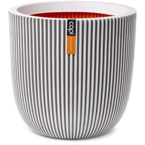 CAPI EUROPE Pot de fleurs GROOVE NL - 43x41 cm - Ivoire - Résistant aux intempéries