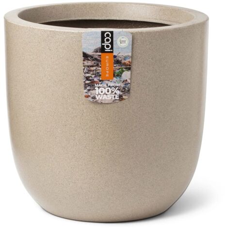Jardinière en polyéthylène recyclé beige terrazzo 25L – Résistante aux UV et gel – Dimensions 35 x 34 cm pour intérieur et extérieur – Capi