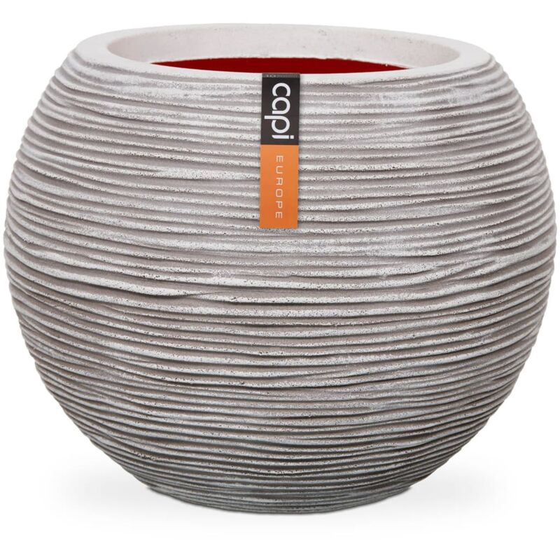 

Jarrón en forma de bola Nature Rib 40x32 cm color marfil KOFI270 - Blanco - Capi