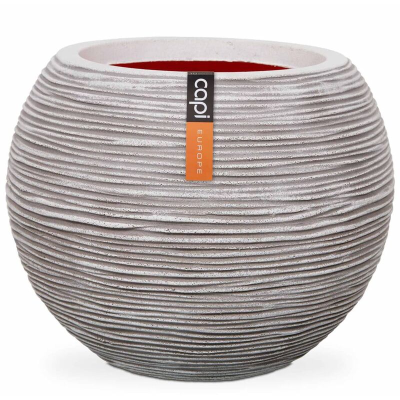 

Jarrón en forma de bola Nature Rib 40x32 cm color marfil PKOFI270 - Blanco - Capi