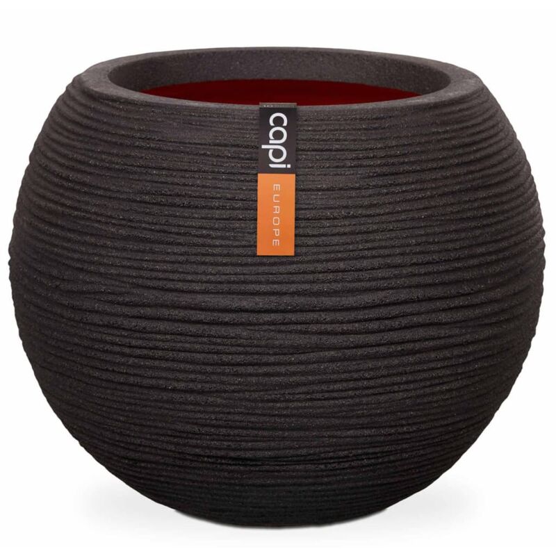 

Jarrón en forma de bola Nature Rib 40x32 cm negro KBLR270 - Negro - Capi