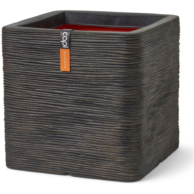 

Maceta Nature Rib cuadrado marrón oscuro 50x50x50 cm - Marrón - Capi