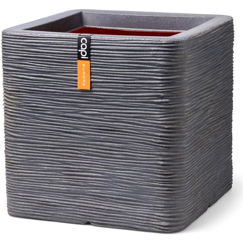 

Macetero Nature Rib cuadrada gris oscuro 40x40x40 cm - Gris - Capi