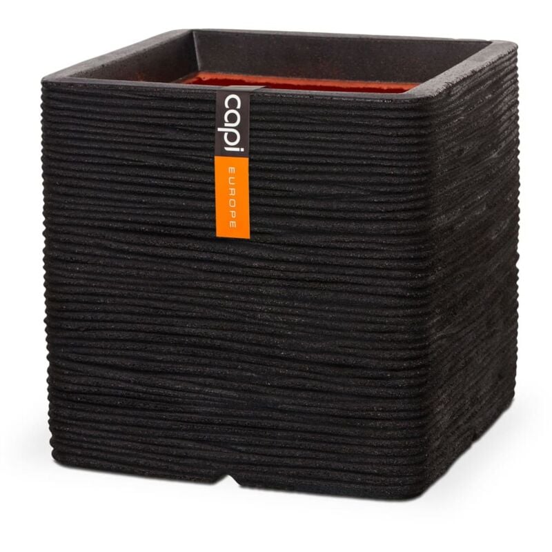 Capi Europe - Planter Nature Rib Square 50 x 50 cm Black Capi