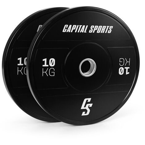 capitalsports Sports Elongate 2020 Bumper Plates 2 x 10 kg gomme dure 50,4mm