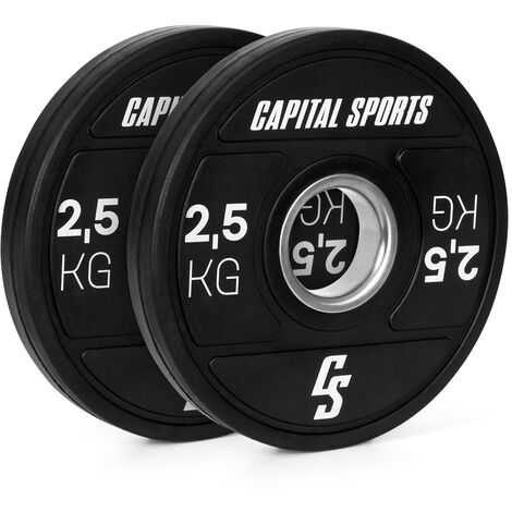 capitalsports Sports Elongate 2020 Bumper Plates 2 x 2,5 kg gomme dure 50,4mm - Noir - Noir