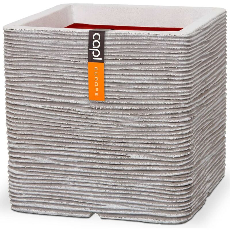 Jardinière Nature Rib carré 40 x 40 cm ivoire KOFI903 Capi