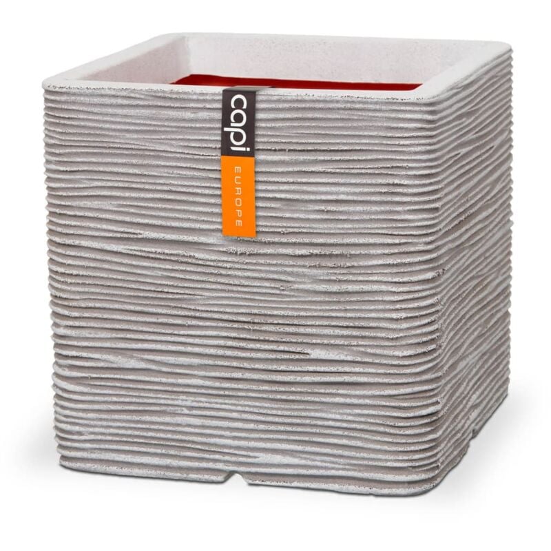 Jardinière Nature Rib Carré 50 x 50 cm Ivoire Capi